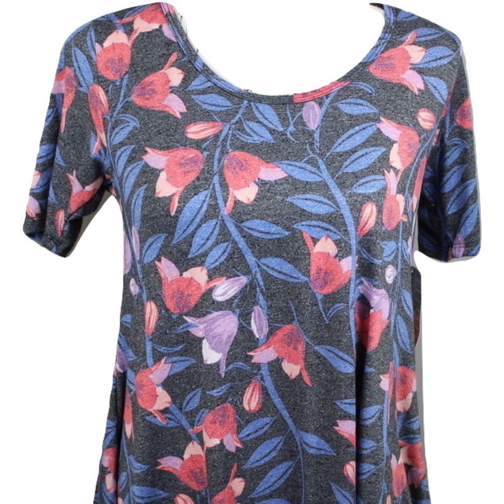 Lularoe Perfect Tee Tunic Top Floral Flowers XXS Half Sleeves